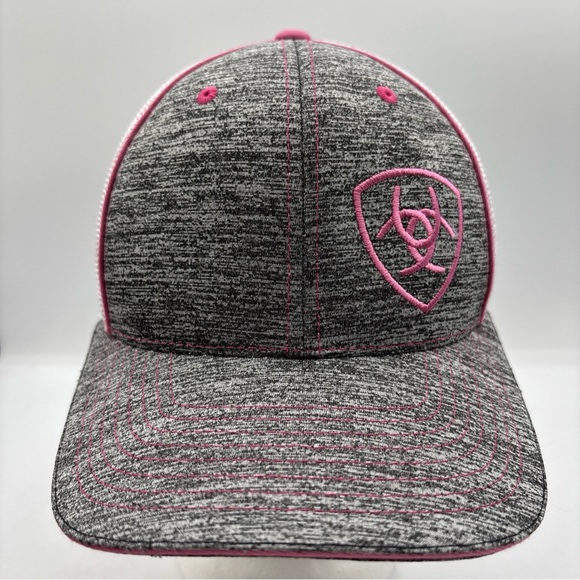 Ariat Accessories - Ariat 110 Flexfit Off Set Shield Gray/White Adjustable Mesh Snapback Hat OSFM